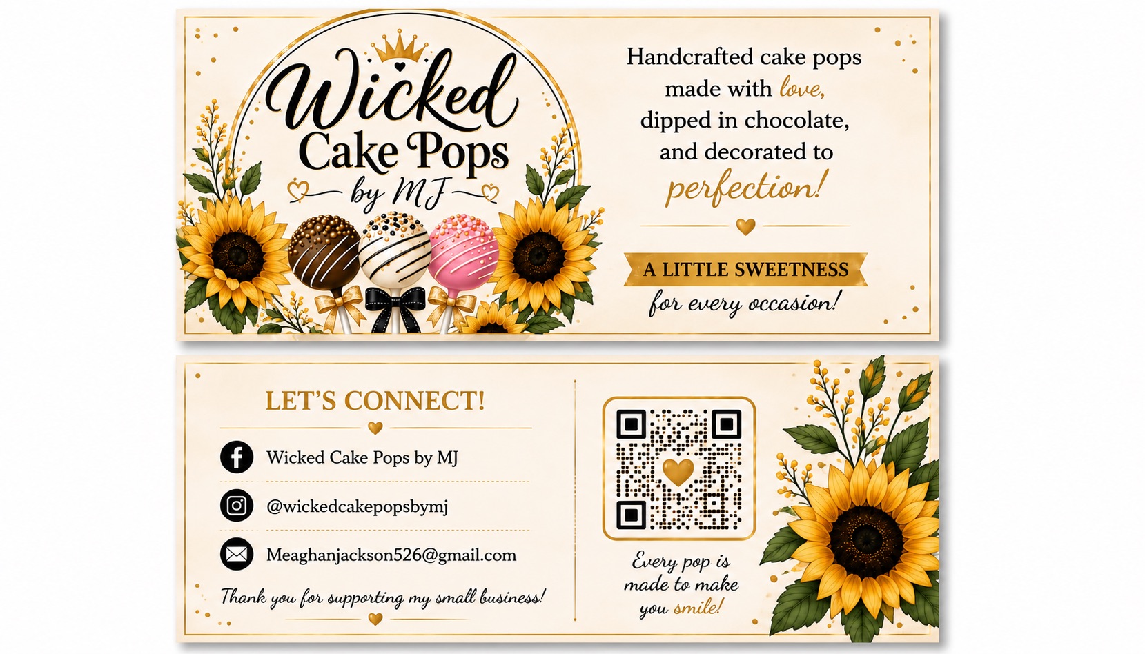 Wicked Cake Pops business card
