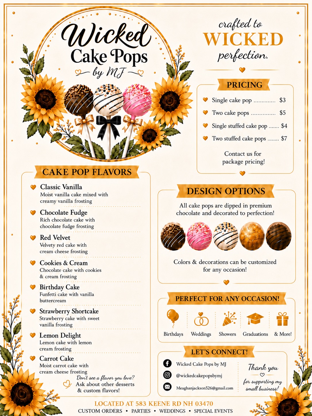Cake pop menu artwork